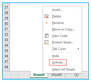 Unhide Sheet