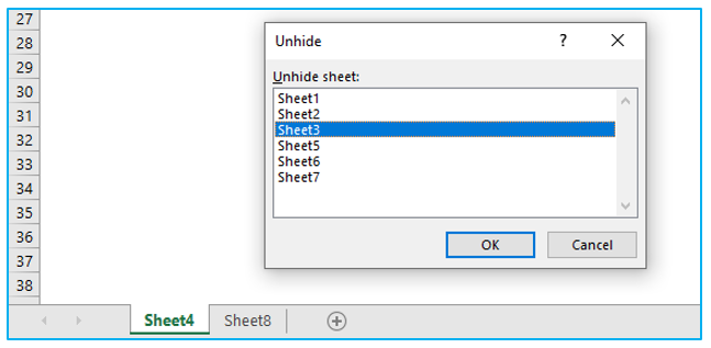 Unhide Sheet