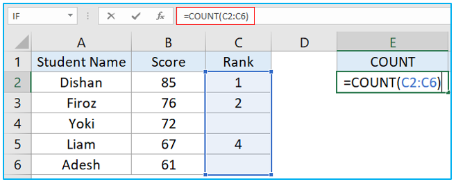 COUNT Function in Excel