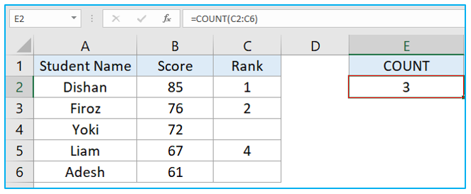 COUNT Function in Excel