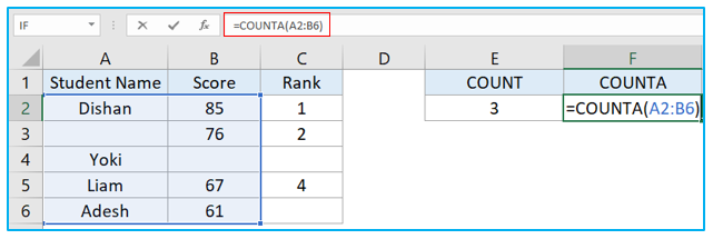 COUNT Function in Excel