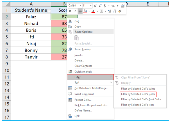 Count Colored Cells in Excel