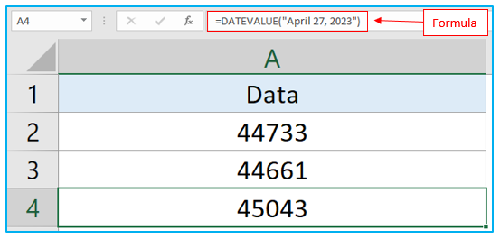 DATEVALUE Function in Excel
