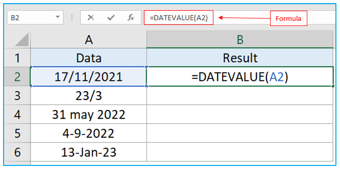DATEVALUE Function in Excel