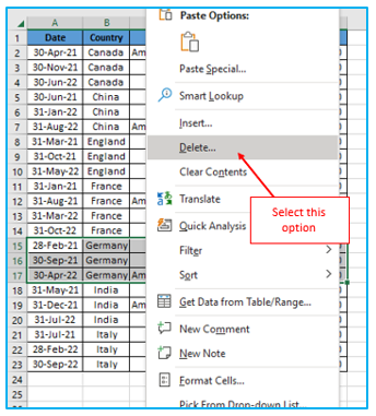 Delete Rows Based on Cell Value in Excel