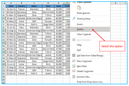 Delete rows based on cell value