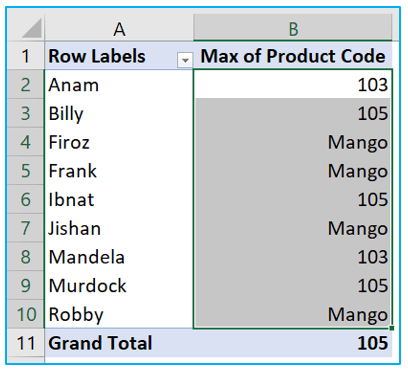 Display text in Pivot Table value area