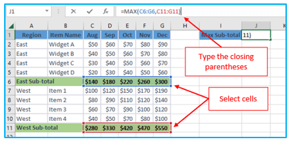 Excel MAX Function with examples