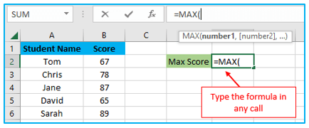 Excel MAX Function with examples