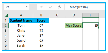 Excel MAX Function with examples