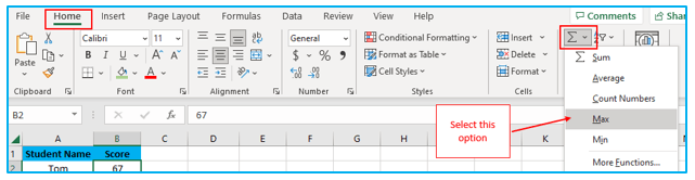 Excel MAX Function with examples