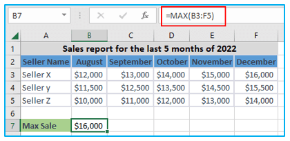 Excel MAX Function with examples