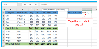 Excel MAX Function with examples