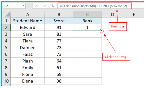 Excel Rank Function