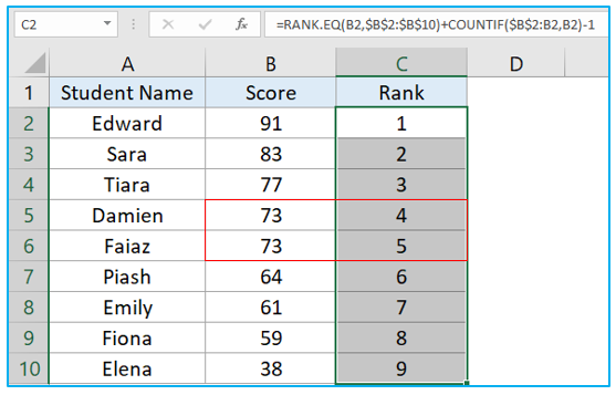 Excel Rank Function