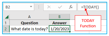 Excel TODAY Function