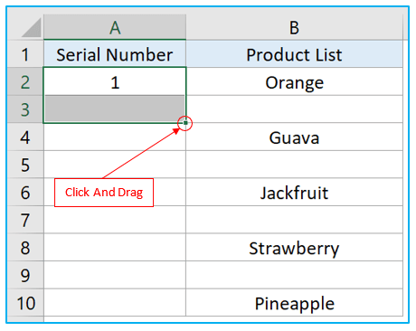 Fill automatically sequential data