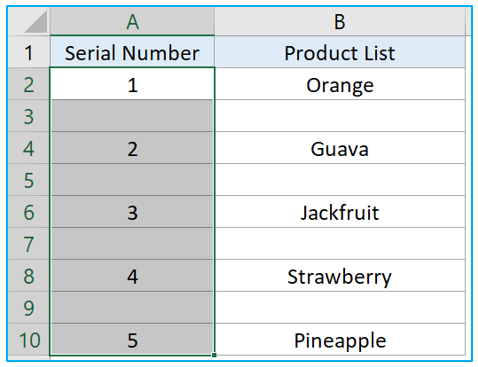 Fill automatically sequential data