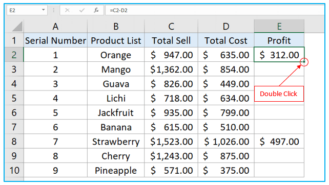 Fill automatically sequential data