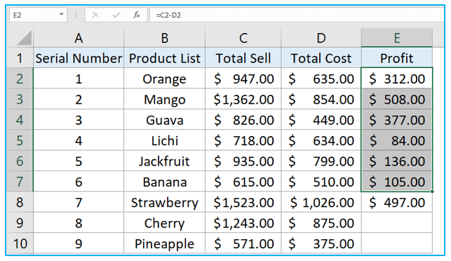 Fill automatically sequential data