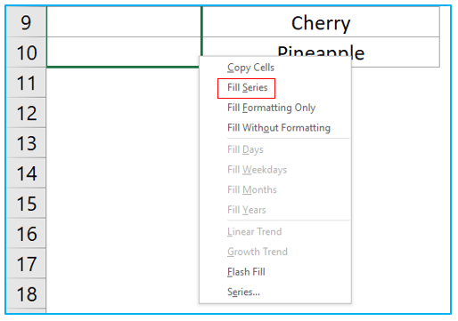 Fill Automatically Sequential Data in Excel