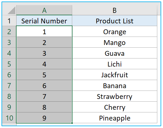 Fill Automatically Sequential Data in Excel