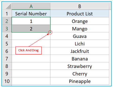 Fill automatically sequential data