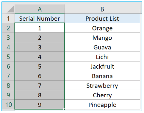 Fill automatically sequential data