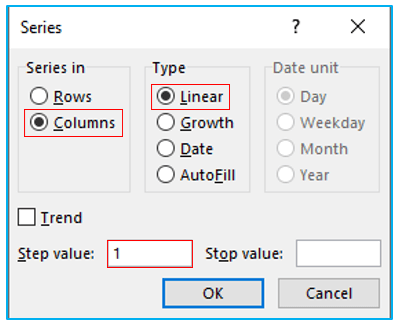 Fill automatically sequential data