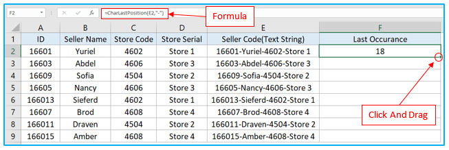 How do you find the last occurrence of a character in a string in excel 