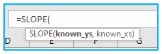 Find slope in excel through graph and formula