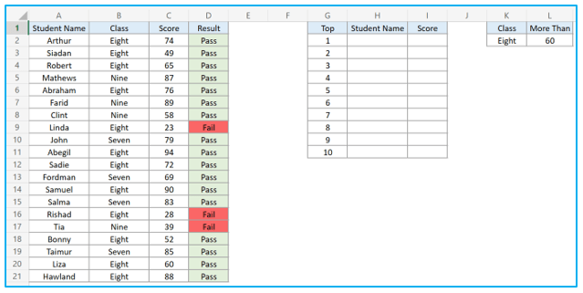 Find top 10 values in excel with formulas