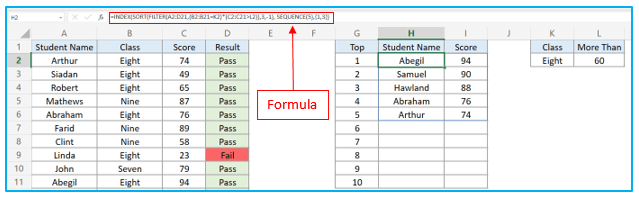 Find top 10 values in excel with formulas