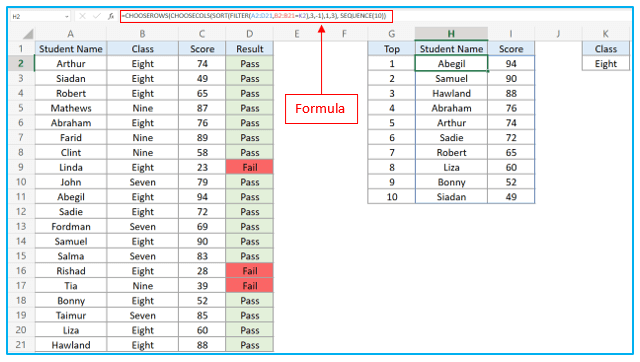 Find top 10 values in excel with formulas