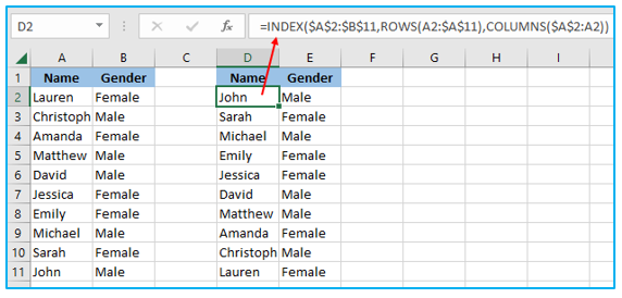 Flip Data in Excel