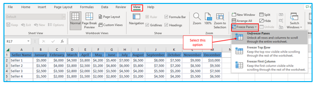 Freeze rows and columns