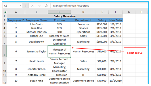 Freeze Rows and Columns in Excel