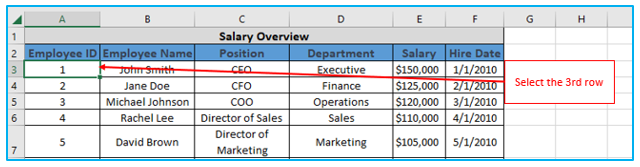 Freeze Rows and Columns in Excel