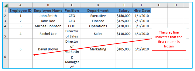 Freeze rows and columns