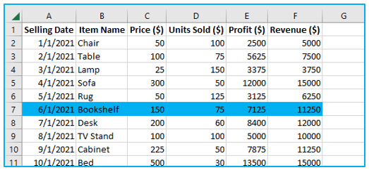 Highlight active row column