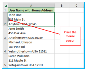 Indent in Excel with shortcut