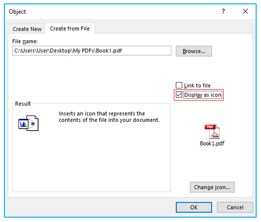 Insert Embed PDF in Excel