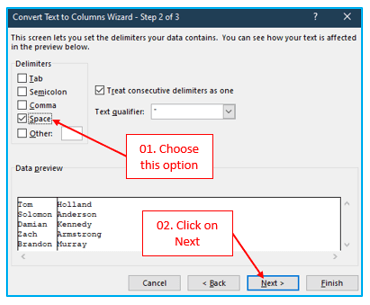 Multiple ways to split text to column 