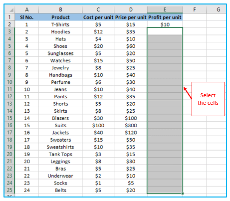 Apply Formula to Entire Column