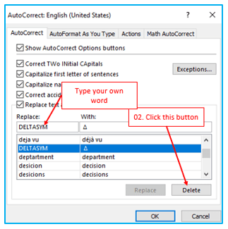 AutoCorrect option in Excel