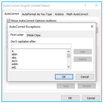 AutoCorrect option in Excel