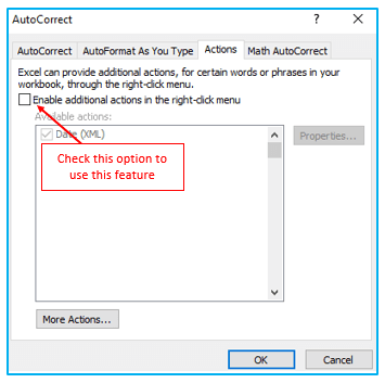 AutoCorrect option in Excel