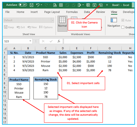 Excel Camera Tool