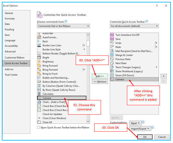 Excel Camera Tool and How to Use It