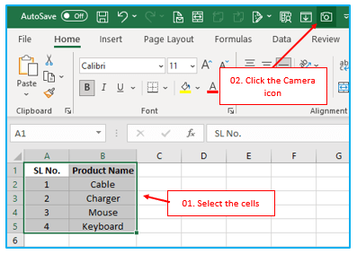 Excel Camera Tool